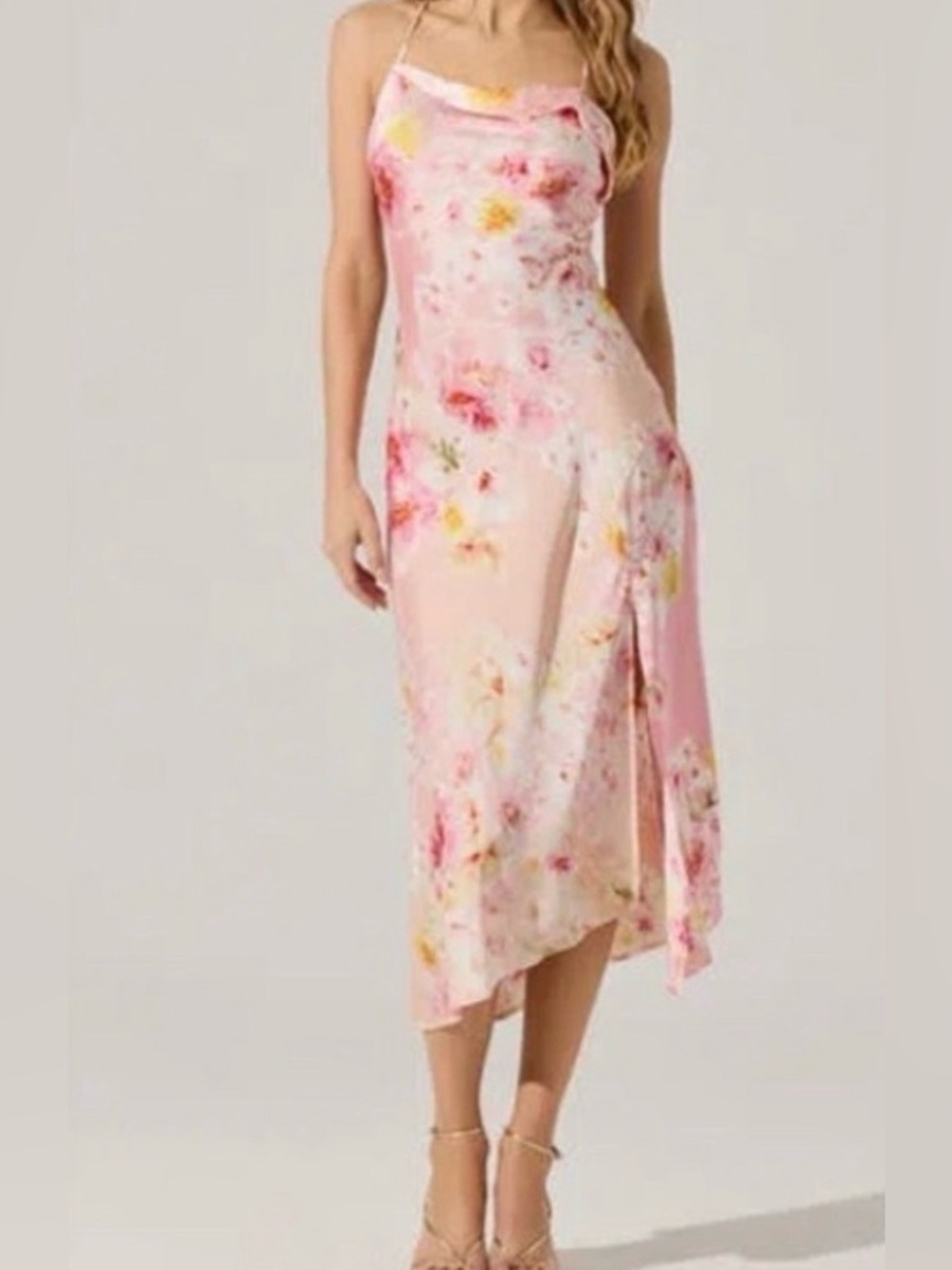 Astr Pink Floral Maxi Slip Dress